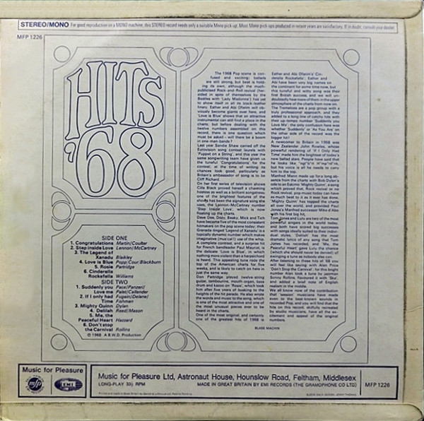 Unknown Artist - Hits '68 - Used Vinyl Record image 2