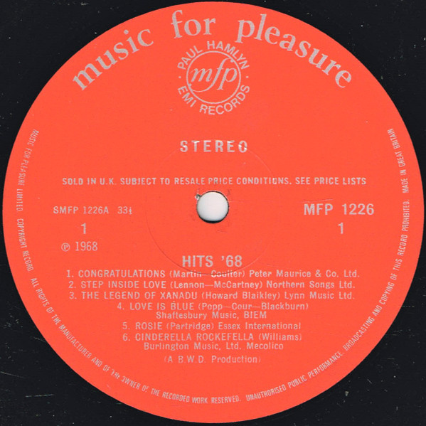 Unknown Artist - Hits '68 - Used Vinyl Record image 3