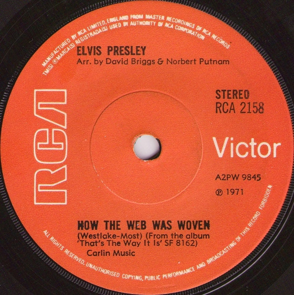 Elvis Presley - I Just Can't Help Believin' - Used Vinyl Record 7" image 2