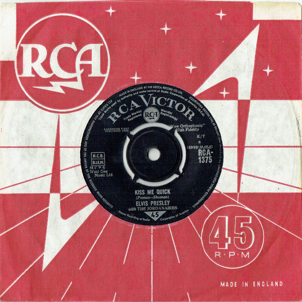 Elvis Presley - Kiss Me Quick - Used Vinyl Record 7" image 3