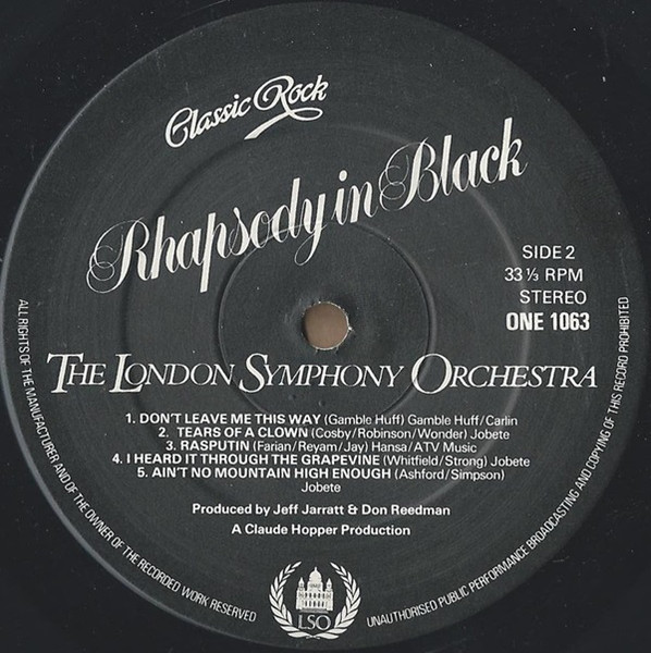 London Symphony Orch - Classic Rock Rhapsody In Black - Used Vinyl Re image 4
