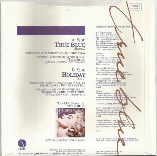 Madonna - True Blue (Remix) - Used Vinyl Record 7" image 2
