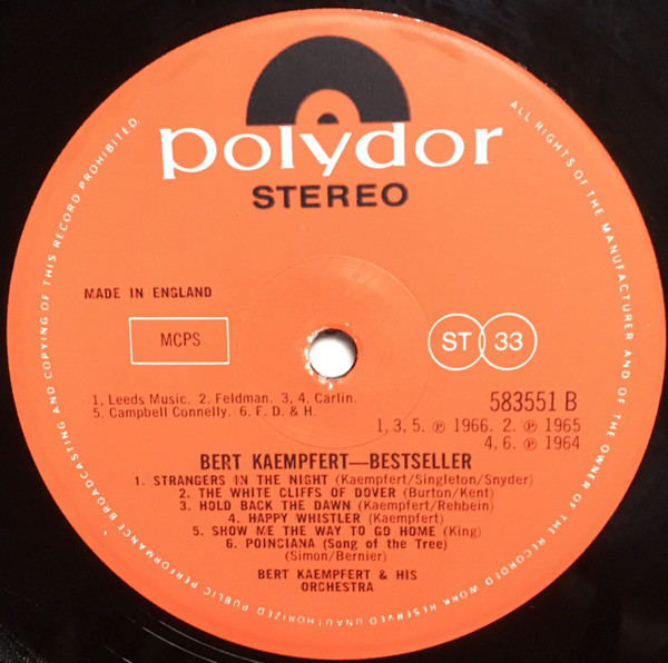 Bert Kaempfert - Bestseller - Used Vinyl Record image 4