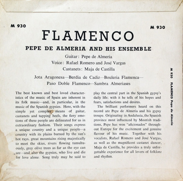 Pepe De Almeria Und - Flamenco - Used Vinyl Record 7" image 2