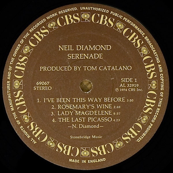 Neil Diamond - Serenade - Used Vinyl Record image 3