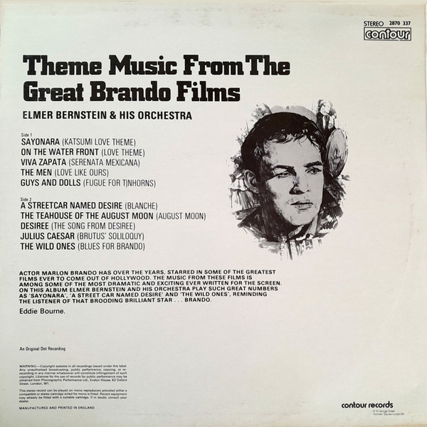 Elmer Bernstein & Or - me Music From The Great Brando Films - Used Viny image 2