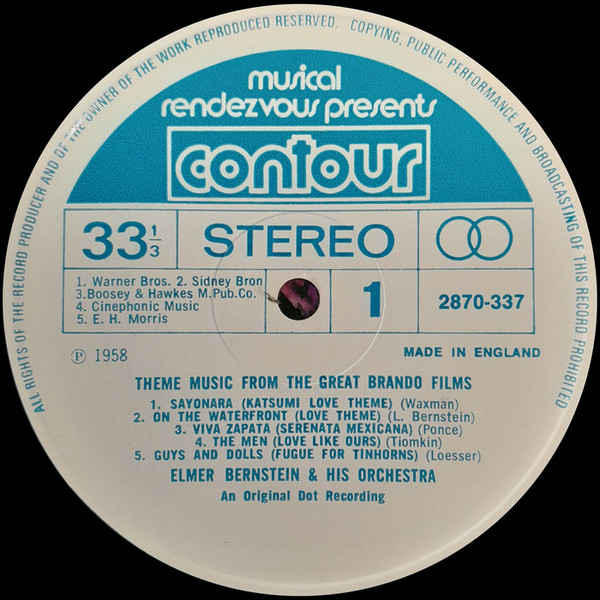 Elmer Bernstein & Or - me Music From The Great Brando Films - Used Viny image 3