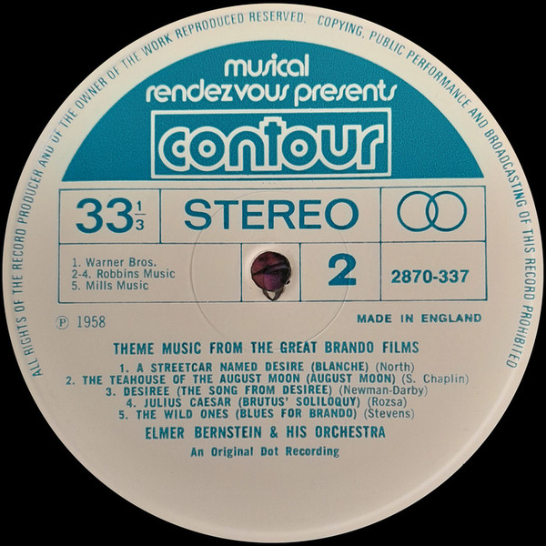 Elmer Bernstein & Or - me Music From The Great Brando Films - Used Viny image 4