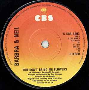 Barbra Streisand - You Don't Bring Me Flowers - Used Vinyl Record 7" image 1