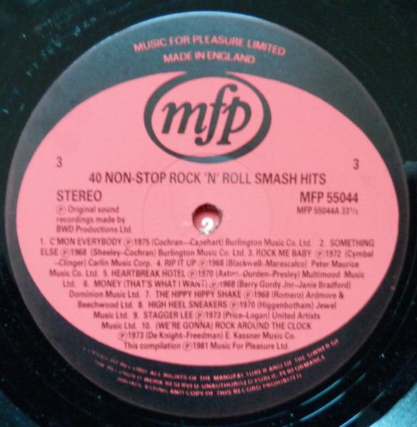 Unknown Artist - 40 Non Stop Rock 'n' Roll Smash Hits - Used Vinyl Re image 5