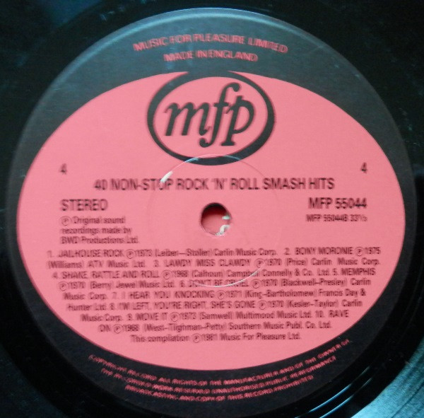 Unknown Artist - 40 Non Stop Rock 'n' Roll Smash Hits - Used Vinyl Re image 6