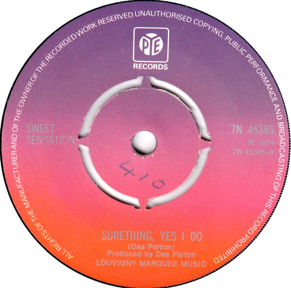 Sweet Sensation - Sad Sweet Dreamer - Used Vinyl Record 7" image 2