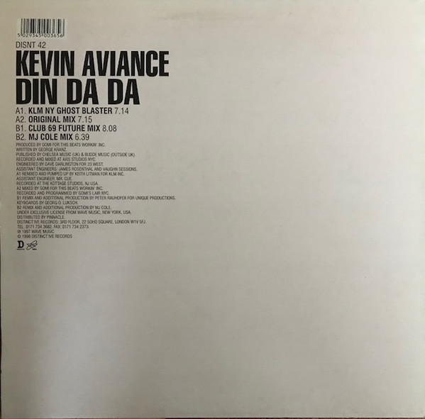Kevin Aviance - Din Da Da - Used Vinyl Record 12" image 2
