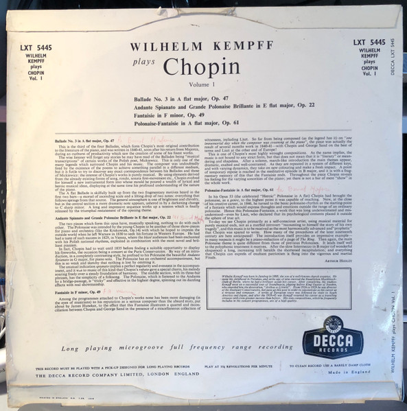 Wilhelm Kempff - Volume 1 - Used Vinyl Record image 2