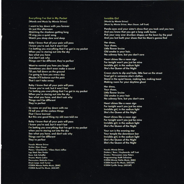 Minnie Driver - Everything I've Got In My Pocket - Used CD image 3