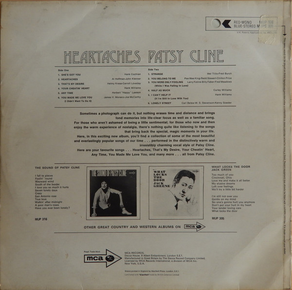 Patsy Cline - Heartaches - Used Vinyl Record image 3