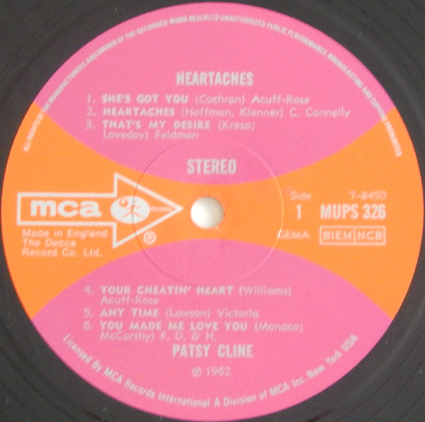 Patsy Cline - Heartaches - Used Vinyl Record image 4