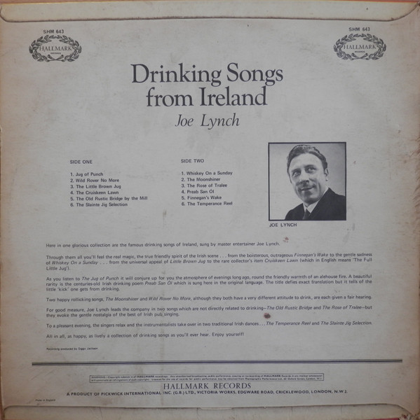 Joe Lynch & The Hibe - Drinking Songs From Ireland - Used Vinyl Recor image 2