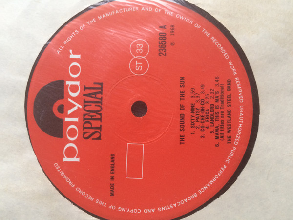 Westland Steel Band - Sound Of The Sun - Used Vinyl Record image 3