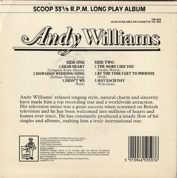 Andy Williams - Used Vinyl Record 7" image 2