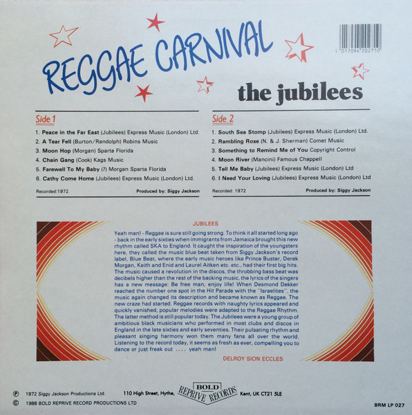Jubilees - Reggae Carnival - Used Vinyl Record image 2