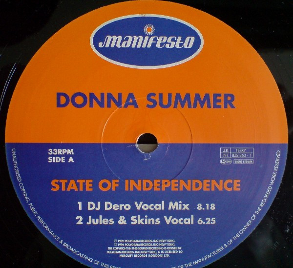 Donna Summer - State Of Independence - Used Vinyl Record 12" image 3