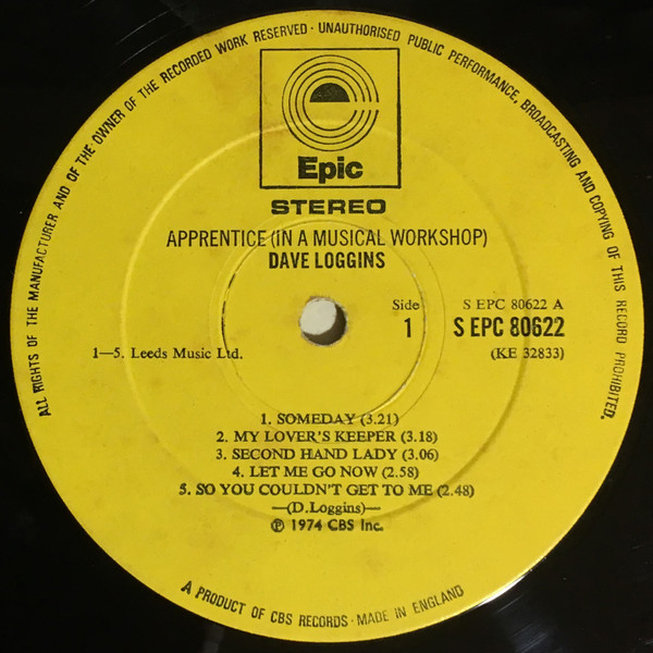 Dave Loggins - Apprentice (In A Musical Workshop) - Used Vinyl Record image 3
