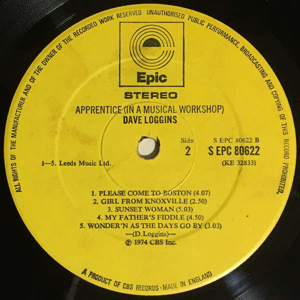 Dave Loggins - Apprentice (In A Musical Workshop) - Used Vinyl Record image 4