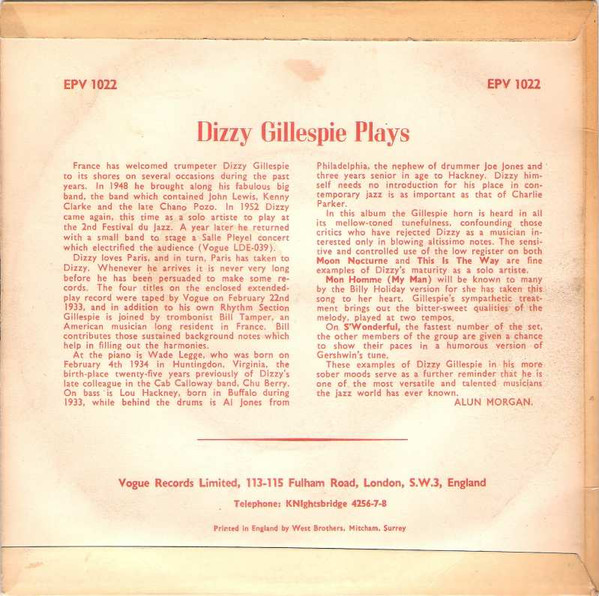Dizzy Gillespie - And His Orchestra - Used Vinyl Record 7" image 2