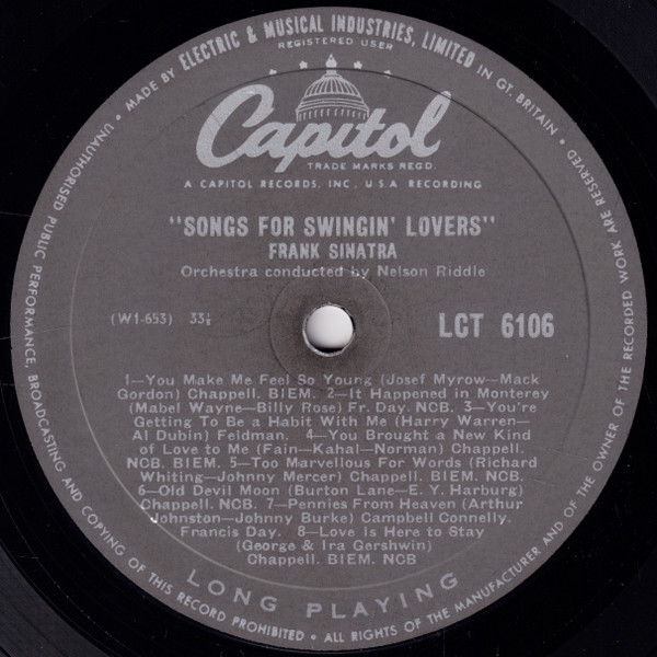 Frank Sinatra - Songs For Swingin' Lovers! - Used Vinyl Record image 3
