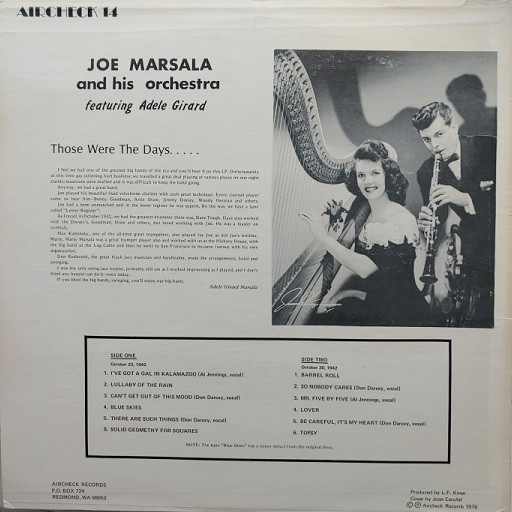 Joe Marsala And His - featuring Adele Girard - Used Vinyl Record image 2