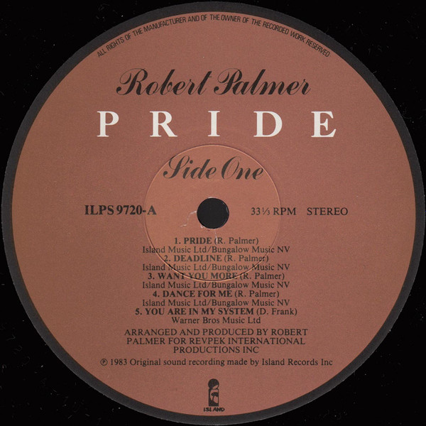 Robert Palmer - Pride - Used Vinyl Record image 3