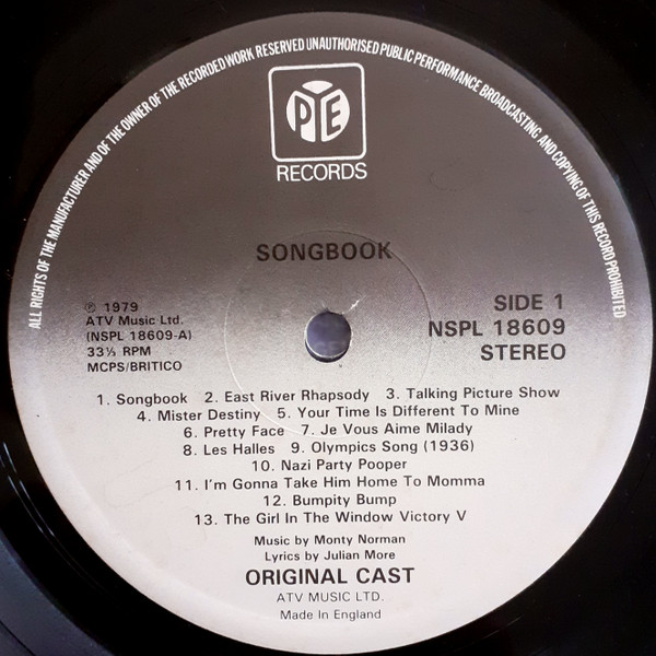 Monty Norman - Songbook. Original Cast Album - Used Vinyl Record image 3
