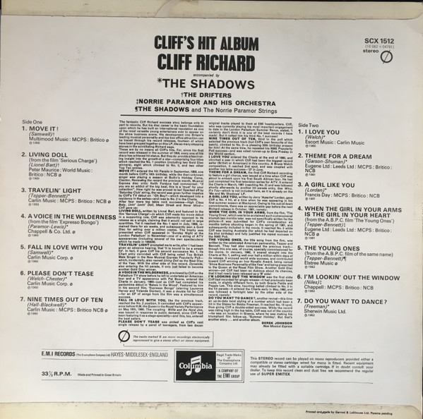 Cliff Richard - Cliff's Hit Album - Used Vinyl Record image 2