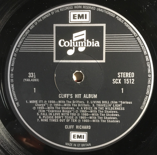 Cliff Richard - Cliff's Hit Album - Used Vinyl Record image 3