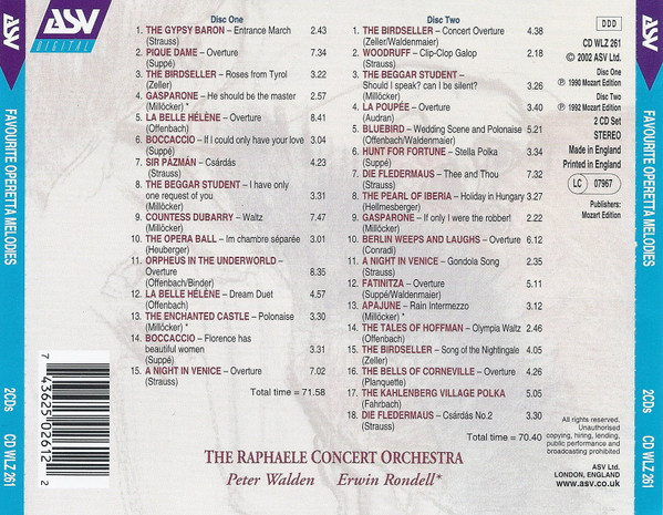 Franz von Suppe - Famous Operetta Melodies - Used CD image 2