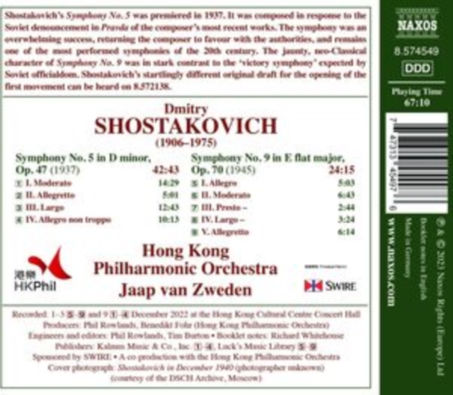 SHOSTAKOVICH - SYMPHONY 5/9