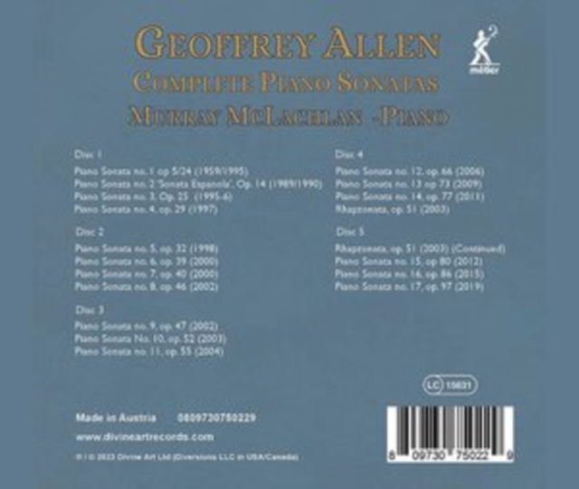 MURRAY MCLACHLAN - GEOFFREY ALLEN COMPLETE PIANO - CD image 1