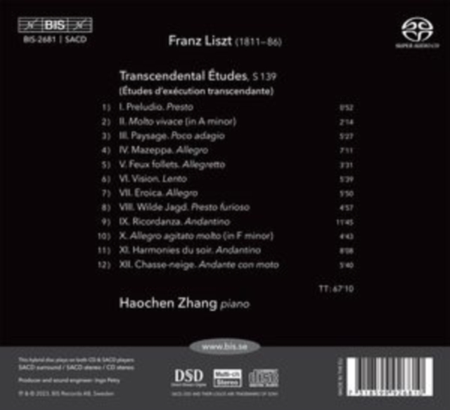 HAOCHEN ZHANG - FRANZ LISZT TRANSCENDENTAL ET - CD image 1