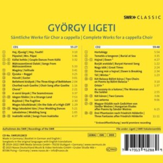 SWR VOKALENSEMBLE/WE - GYORGY LIGETI COMPLETE WORKS - CD image 1