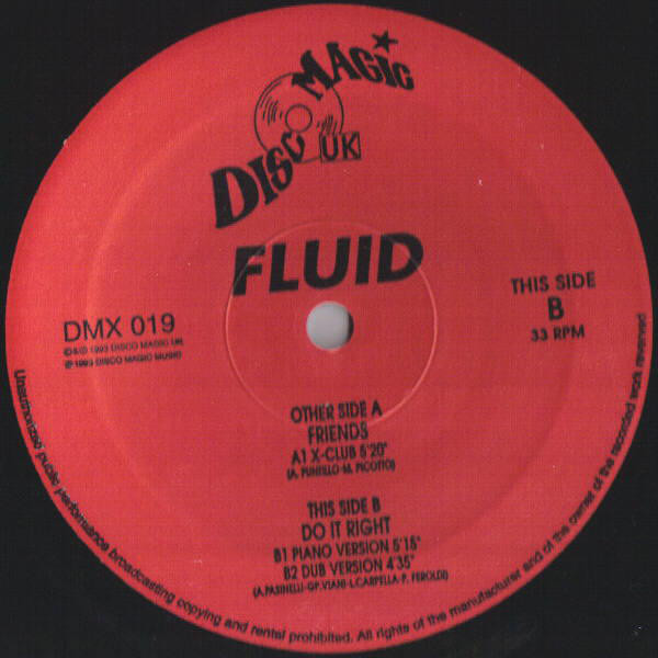 Fluid - Friends / Do It Right - Used Vinyl Record 12" image 1