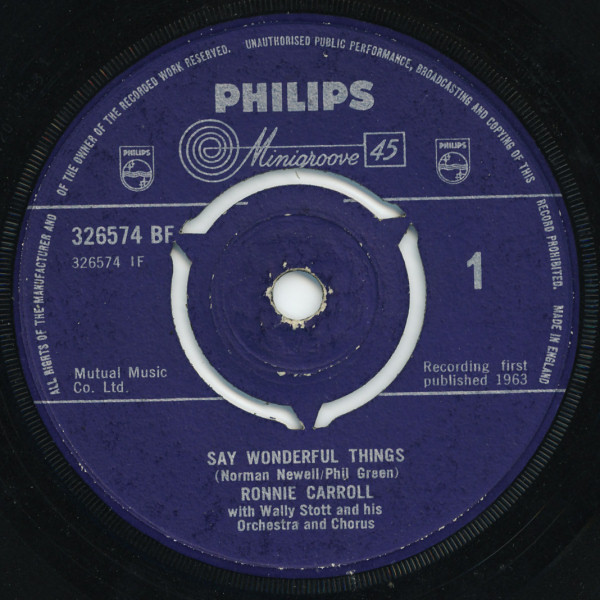 Ronnie Carroll - Say Wonderful Things - Used Vinyl Record 7" image 1