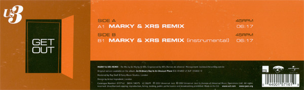 Us3 - Get Out (Marky & XRS Remixes) - Used Vinyl Record 12" image 1