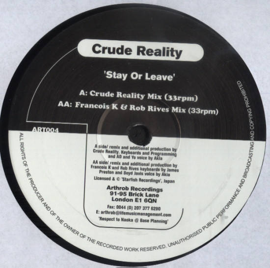 Crude Reality - Stay Or Leave - Used Vinyl Record 12" image 1