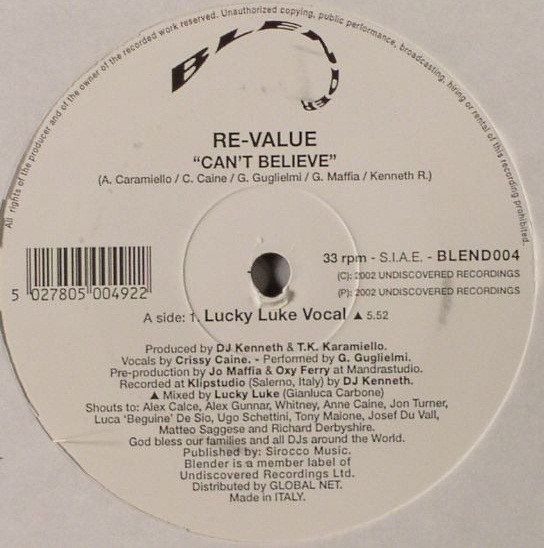 Re-Value - Can't Believe - Vinyl Record 12" image 1