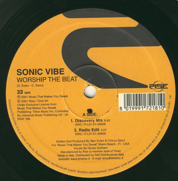 Sonic Vibe - Worship The Beat - Used Vinyl Record 12" image 1
