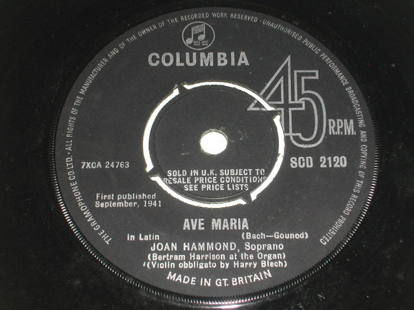 Joan Hammond - Ave Maria - Used Vinyl Record 7" image 1
