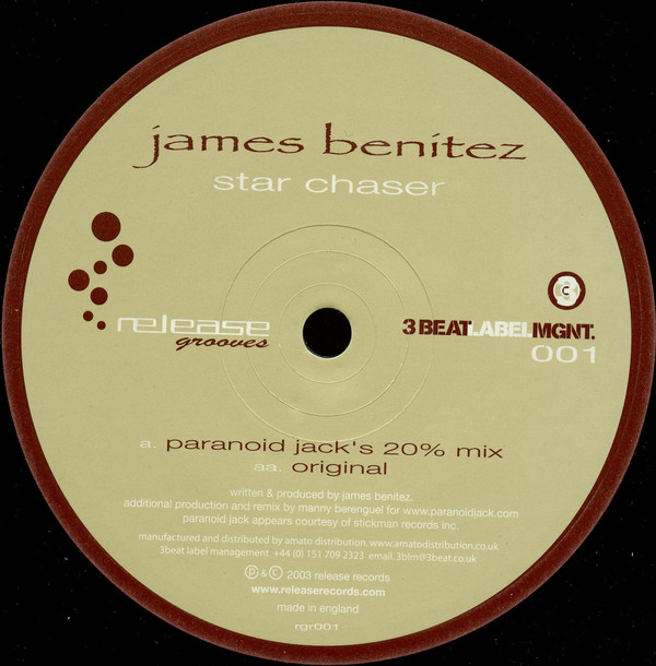 James Benitez - Star Chaser - Used Vinyl Record 12" image 1