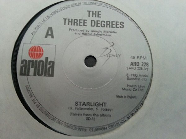 Three Degrees - Starlight - Used Vinyl Record 7" image 1