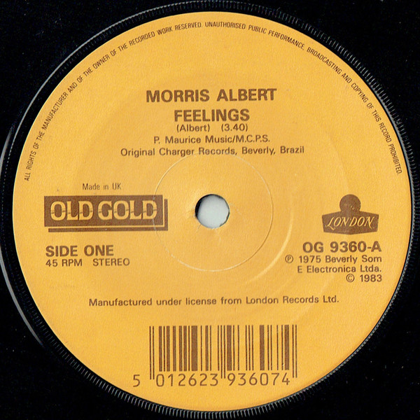 Morris Albert - Feelings / Natural High - Used Vinyl Record 7" image 1